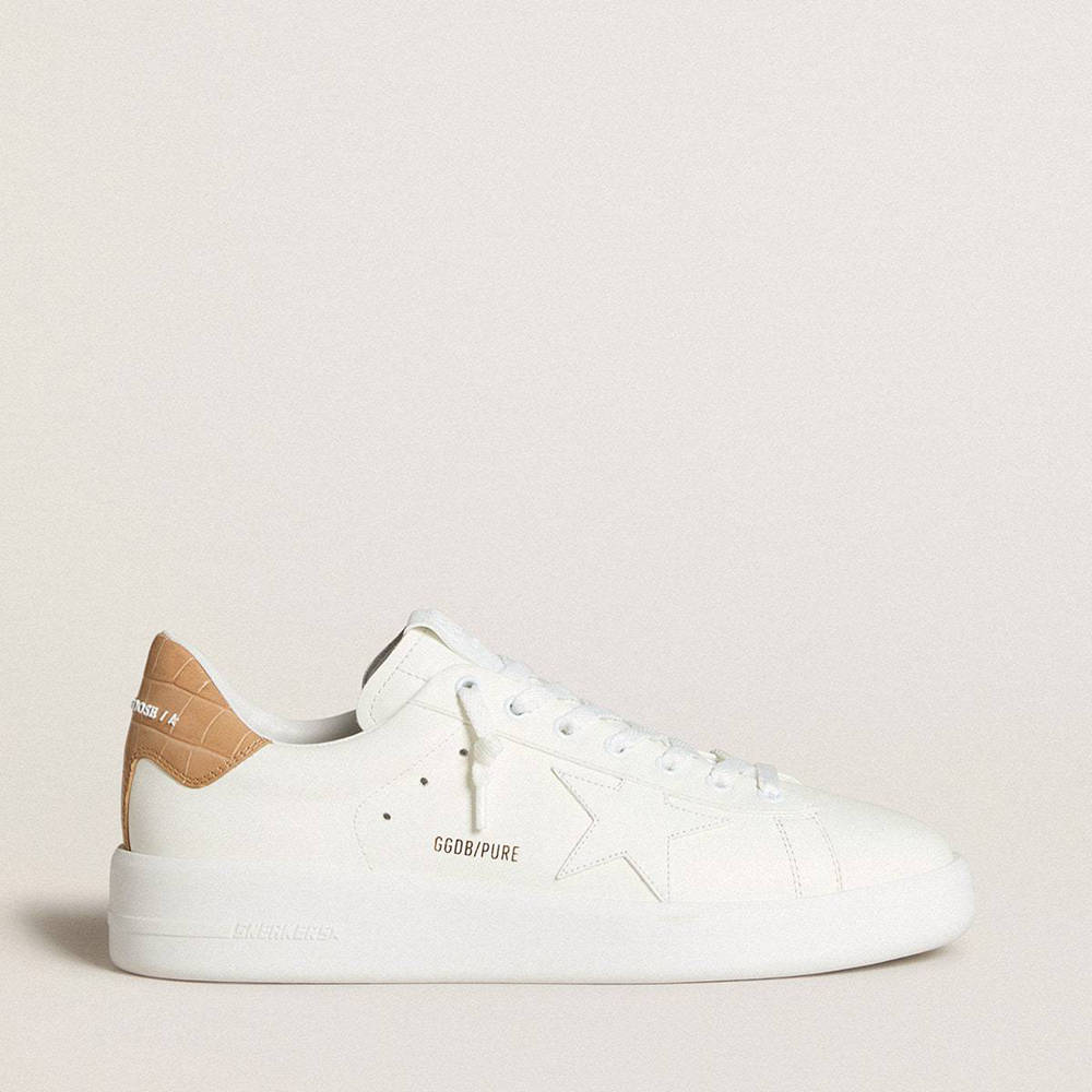 Golden Goose Purestar Sneakers With Leather Star And Croc-print Leather Heel Tab