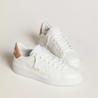Golden Goose Purestar Sneakers With Leather Star And Croc-print Leather Heel Tab