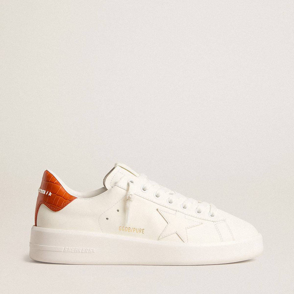 Golden Goose Purestar Sneakers With White Leather Star And Orange Heel Tab