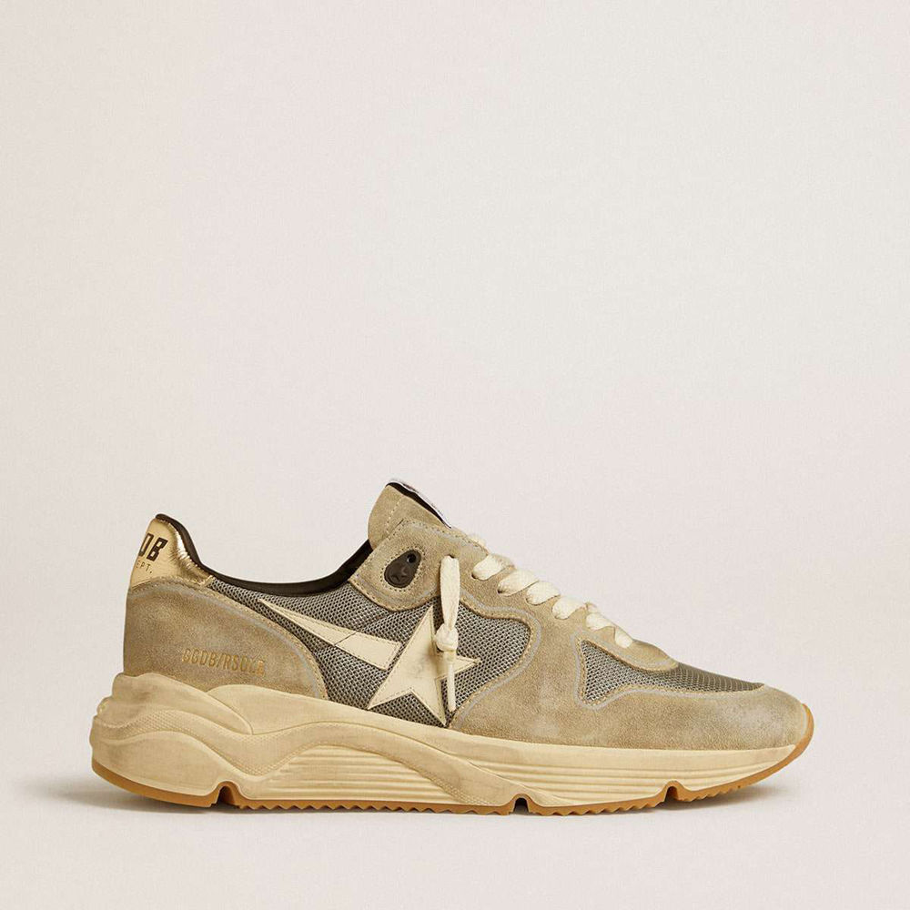Golden Goose Running Sole Shoes In Gray Suede With White Star And White Heel Tab