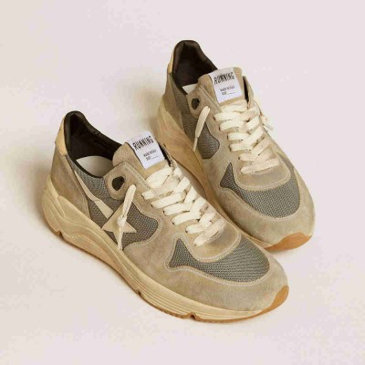 Golden Goose Running Sole Shoes In Gray Suede With White Star And White Heel Tab
