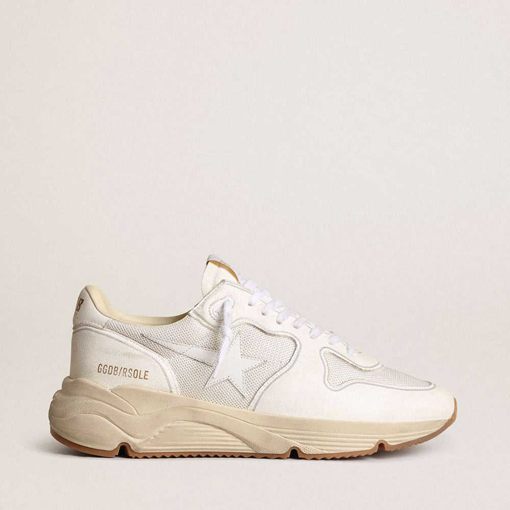 Golden Goose Running Sole Shoes In Mesh And White Nappa