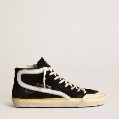 Golden Goose Slide Sneakers Penstar Sneakers In Black Suede With Black Star And White Flash
