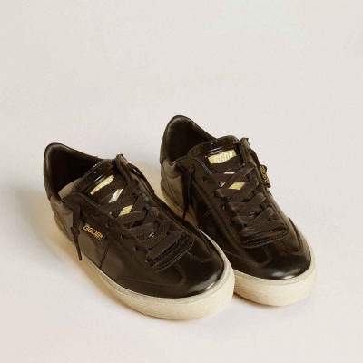 Golden Goose Soul Star Sneakers In Black Patent Leather With Black Leather Heel Tab
