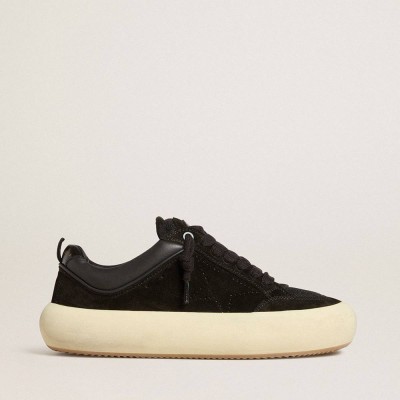 Golden Goose Space-Star Sneakers Cube In Black Suede With Perforated Star