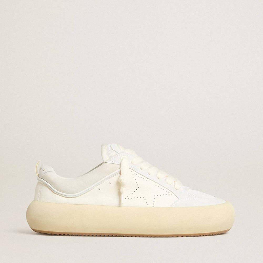 Golden Goose Space-Star Sneakers Cube In White Leather With Perforated Star