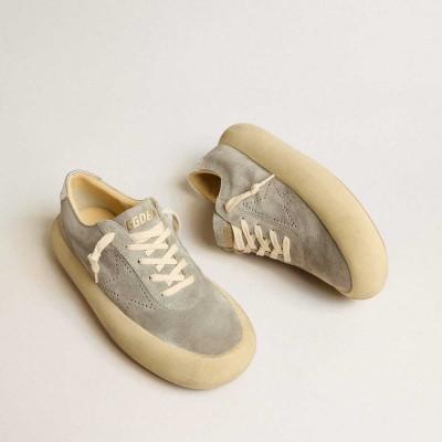 Golden Goose Space-Star Sneakers Shoes In Ice-gray Suede With Perforated Star