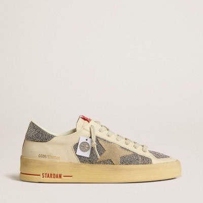 Golden Goose Stardan Sneakers In Suede With Sand Star And Silver Swarovski Crystal Inserts