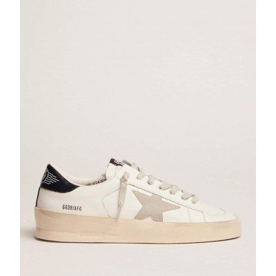 Golden Goose Stardan Sneakers With Ice-gray Suede Star And Blue Heel Tab