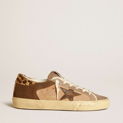 Golden Goose Super-Star Sneakers In Suede With Leather Star And Pony Skin Heel Tab