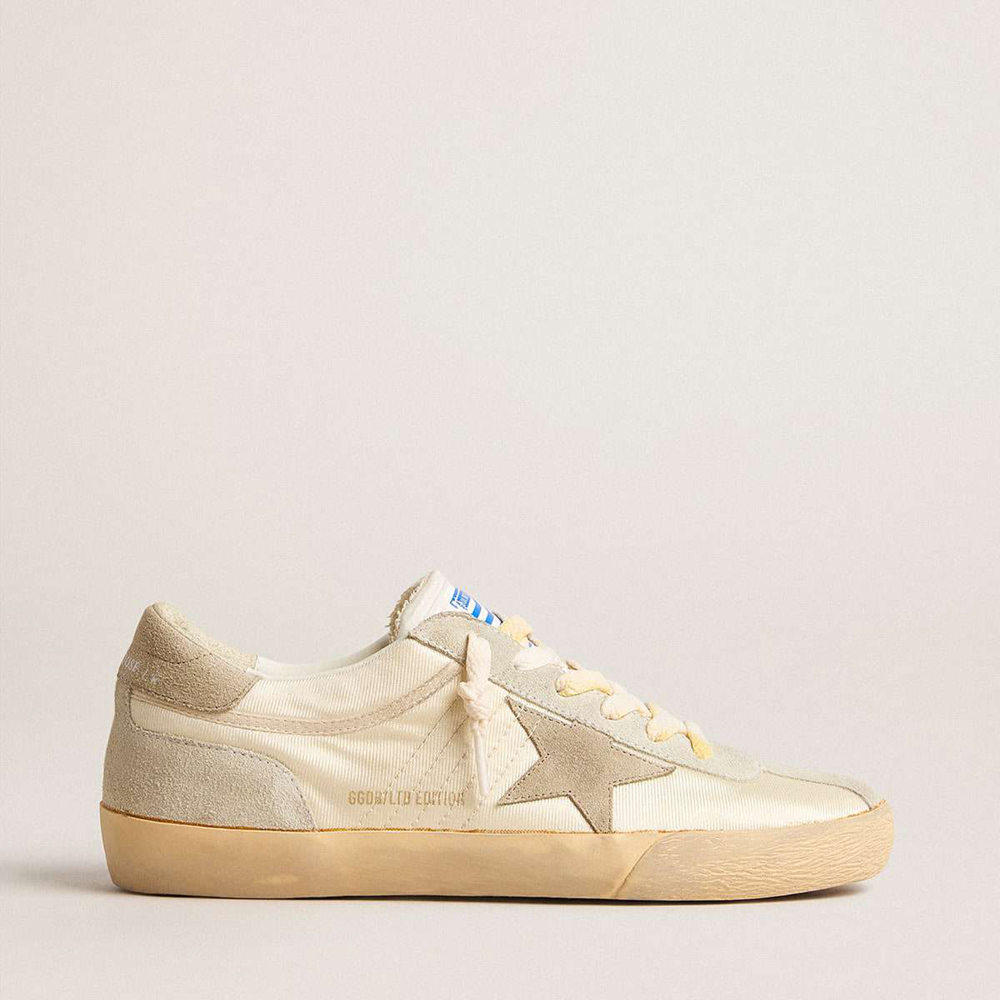 Golden Goose Super-Star Sneakers LAB In Nylon With Dove-gray Star And Ice-gray Suede Inserts