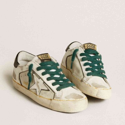 Golden Goose Super-Star Sneakers LAB In White Leather With White Star And Black Heel Tab