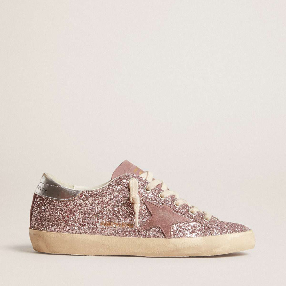 Golden Goose Super-Star LTD Sneakers In Glitter With Suede Star And Silver Heel Tab