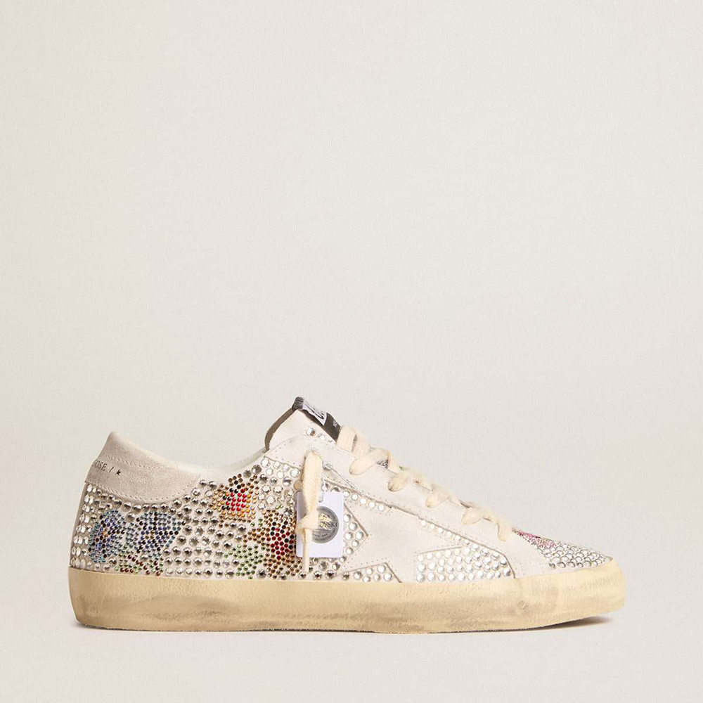 Golden Goose Super-Star LTD Sneakers In Swarovski Crystals With Suede Star And Heel Tab