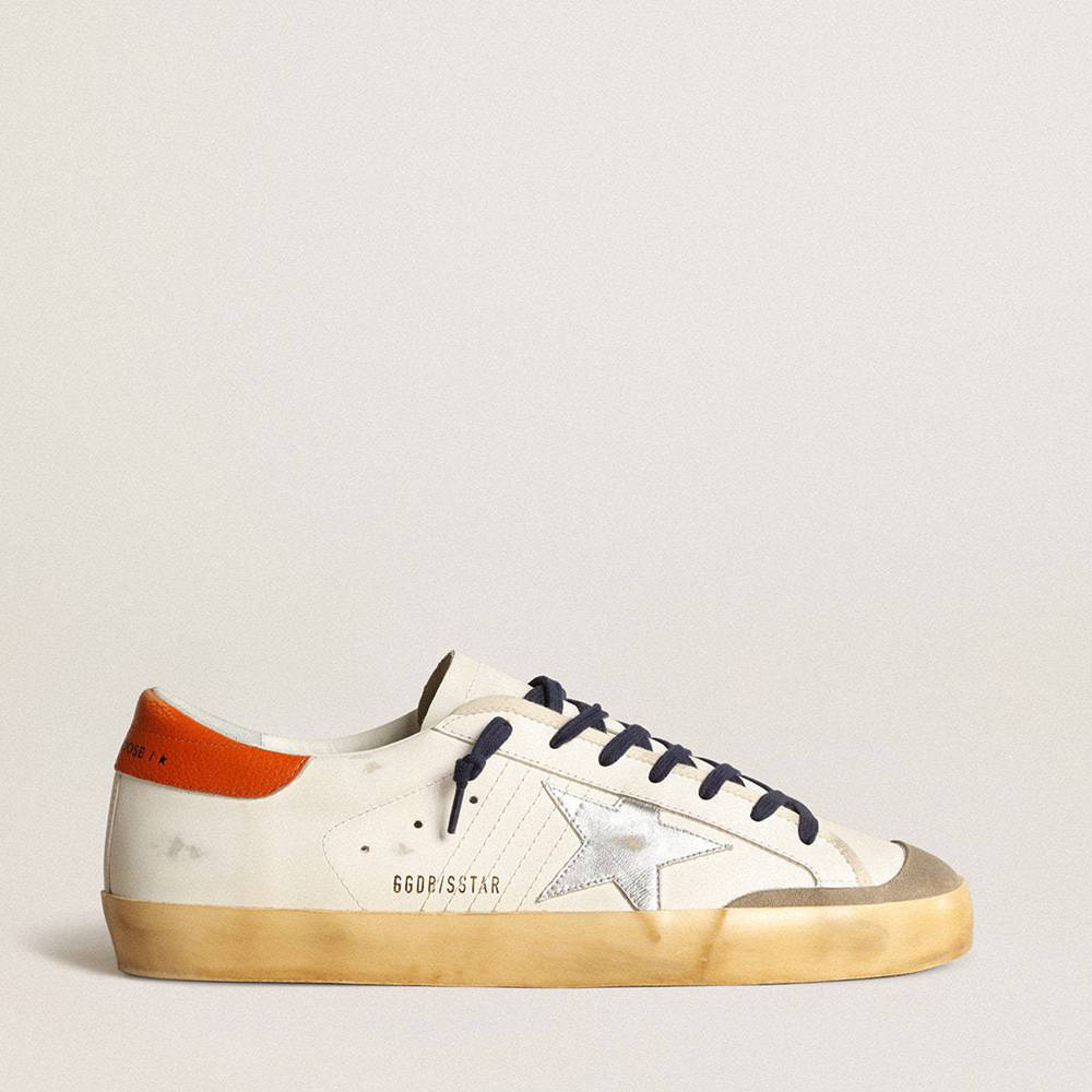 Golden Goose Super-Star Sneakers Penstar Sneakers With Silver Star And Orange Heel Tab