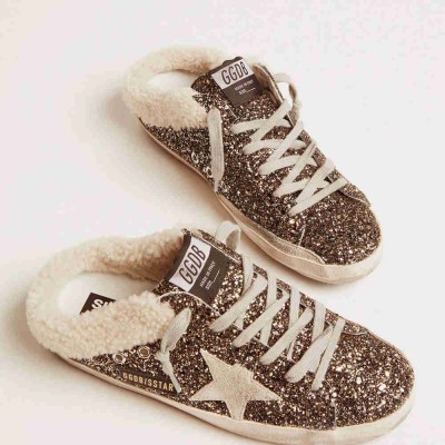 Golden Goose Super-Star Sneakers Sabot With Glitter And Shearling Interior