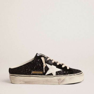 Golden Goose Super-Star Sneakers Sabots In Black Glitter With White Bio-based Star