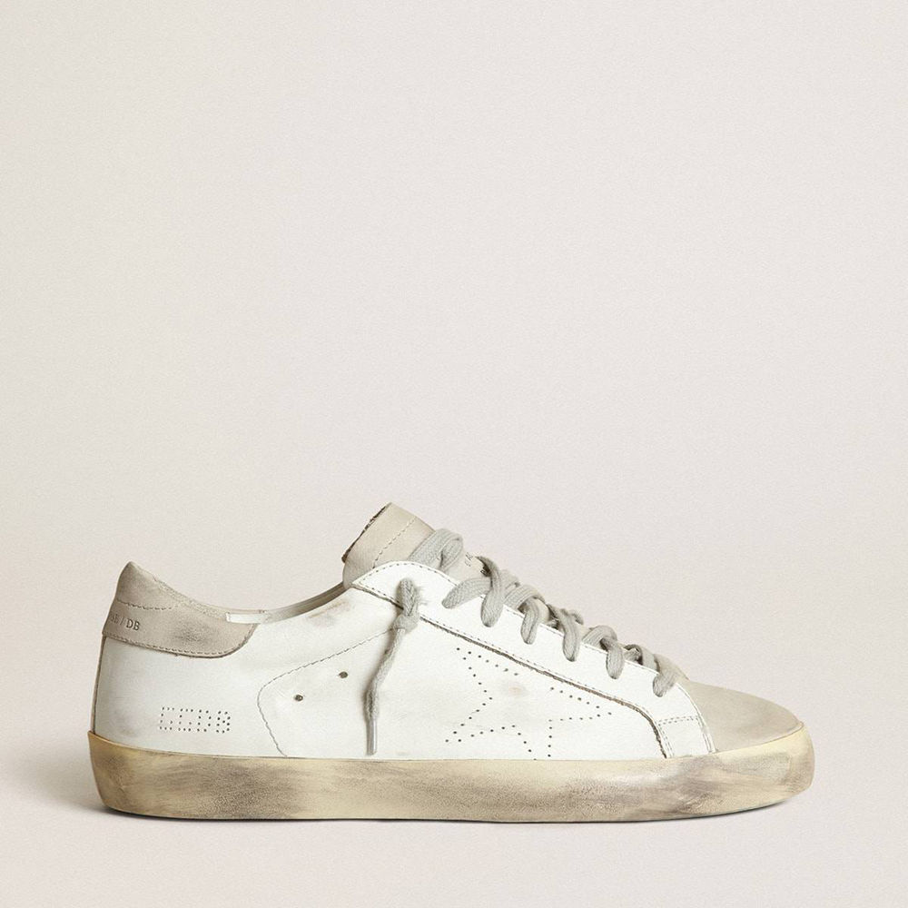 Golden Goose Super-Star Sneakers With Perforated Star And Ice-gray Heel Tab