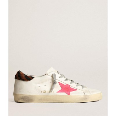 Golden Goose Super-Star Sneakers With Pink Suede Star And Pony Skin Heel Tab