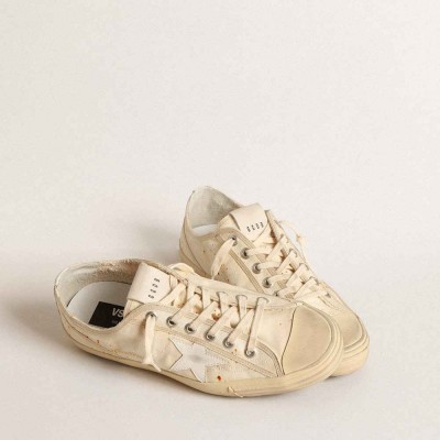 Golden Goose V-Star Sneakers LAB In Canvas With Leather Star And Rust-colored Marks